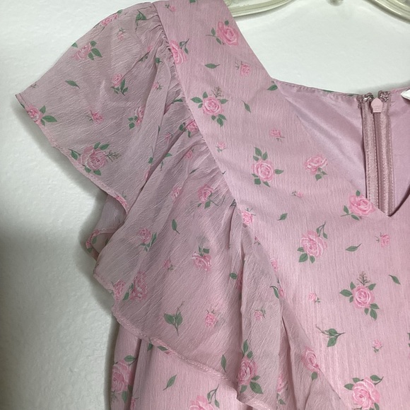 JESSAKAE Emmylou Midi Dress Ruffles Pink Roses NEW XL - Picture 6 of 12